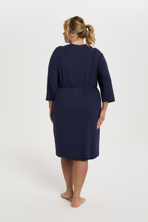 Song Damen 3/4 Ärmel Bademantel Italian Fashion - navy blau