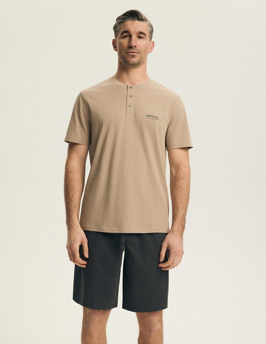 Herren Pyjama Henderson 44609 Pin beige Baumwolle bequem Set