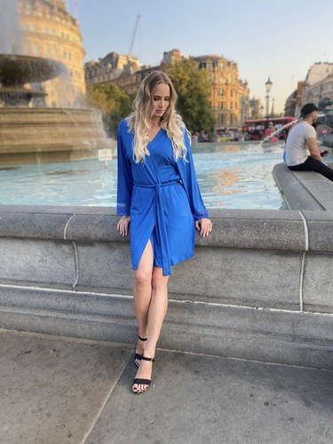 412 Dagmara Kurzer Morgenmantel für Damen Forex - Kornblume