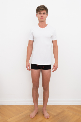 Ikar Herren-T-Shirt, Rundhalsausschnitt Italienische Mode - weiß 