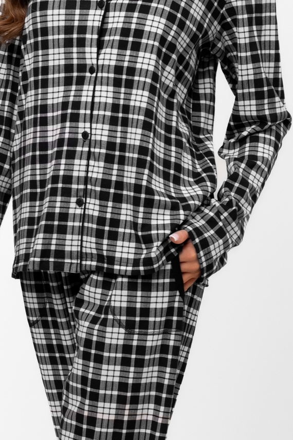 Damenpyjama Klara - 100% Baumwolle, lange Ärmel und Hose Italian Fashion  