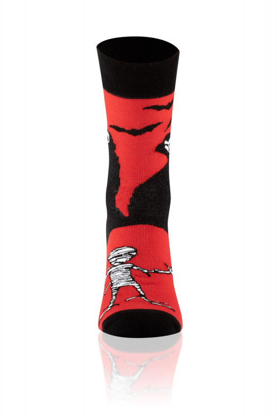 S146D Dracula Lange Socken Italienische Mode - schwarz/rot/weiß