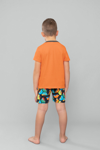 Comics Kurzarm-Pyjama für Jungen, Hose Italian Fashion - orange/print