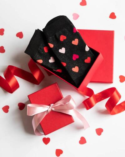 M30D Serce Herren lange Socken Italienische Mode - schwarz