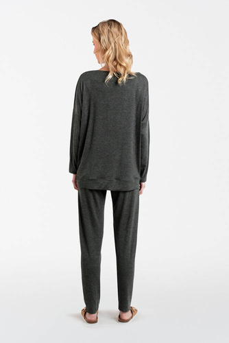 Akord Damen-Set Langarm, lange Hose Italian Fashion - dunkel meliert