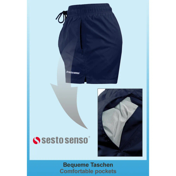 Sesto Senso Herren Badeshorts schnell trocknend Strandshorts mit Taschen navy