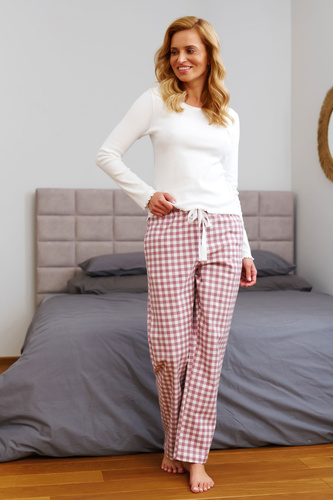 Doctor Nap 7302 – Damenpyjama mit langen Ärmeln und karierten Hosen