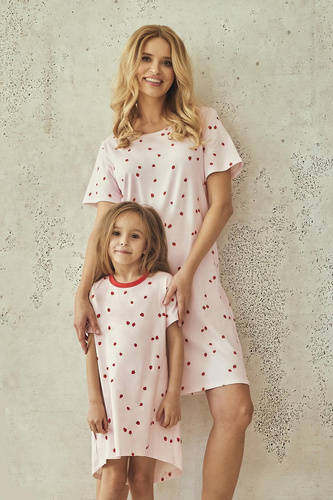 Mädchen-Nachthemd Maia 3546 Taro – Baumwolle, Kurzarm, buntes Muster