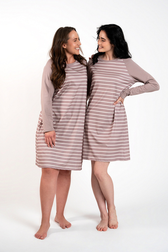 Oda Nachthemd Italian Fashion - Cappuccino Druck