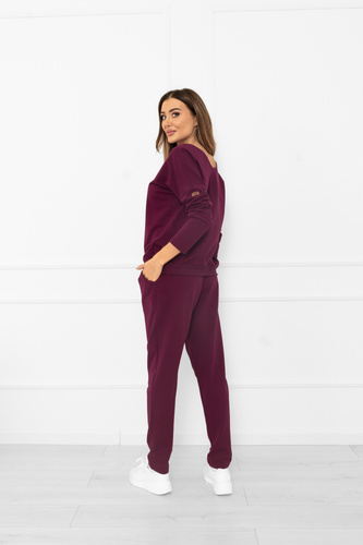 Karina Damen Trainingsanzug Set Italian Fashion burgundy - Baumwolle, bequem