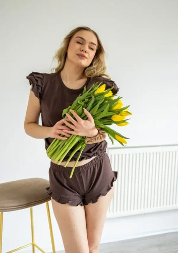 Damen Pyjama Dkaren Lulu 2 Baumwolle Set Shorts bequem