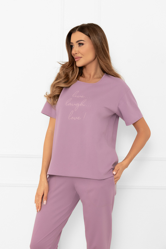 Damen Schlafanzug Ksara - kurzarm, Hose 3/4, Baumwolle Italian Fashion - heather 