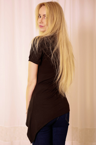 Aria Mirale Bluse – Viskose, asymmetrisch, V-Ausschnitt – Schwarz