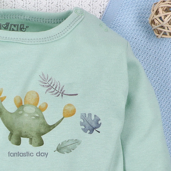 ABN-5566 Dino Explorer Bio-Baumwoll-Body Nini mint – Bio-Baumwolle, langärmlig
