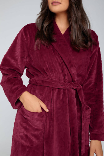 Bona Damen-Fleece-Morgenmantel Italian Fashion - kastanienbraun 