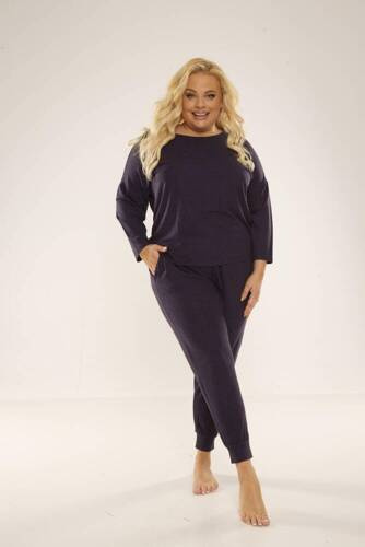 347 Paula Plus Size Damen Schlafanzug De Lafense - navy blau
