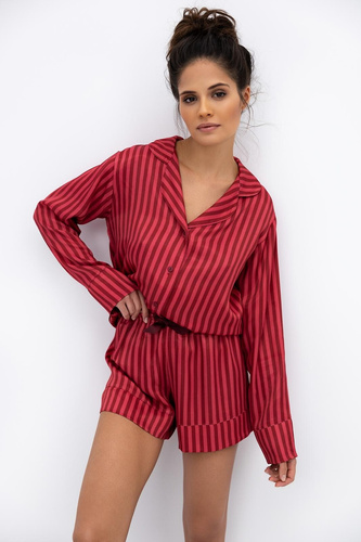 Vivienne Sensis Damenpyjama – Viskose, Reißverschluss, gestreift