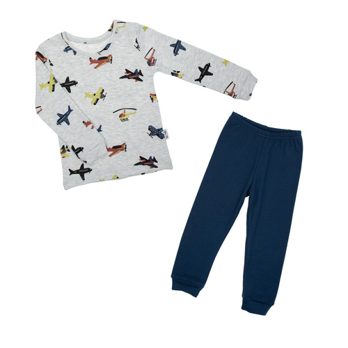 219036 Willy Nicol Kinderpyjama – Baumwolle, lange Ärmel, Flugzeuge