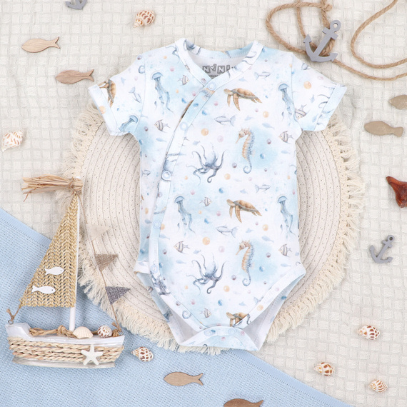 ABN-5443 Sea Of Joy Nini Kurzarm-Wickelbody – Bio-Baumwolle, für Babys