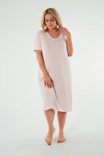 Puntini Damen Nachthemd, kurzarm Italian Fashion - puderrosa 