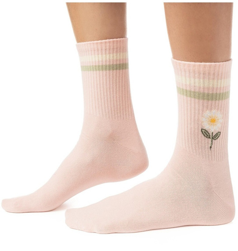 Damen Socken Steven art.099 Baumwolle Bunte Muster Flache Naht - 114 rosa