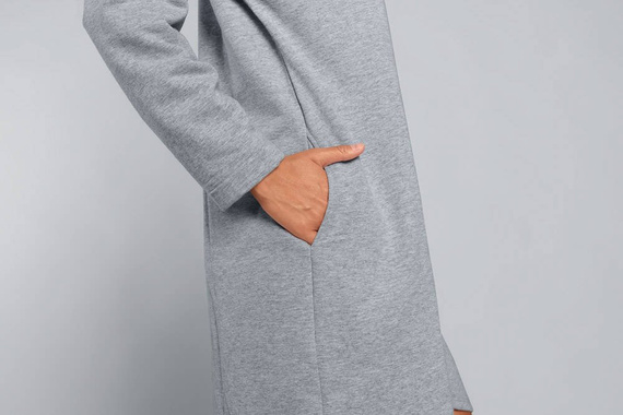 Grafi Damen Morgenmantel mit Reißverschluss Italian Fashion- melange 