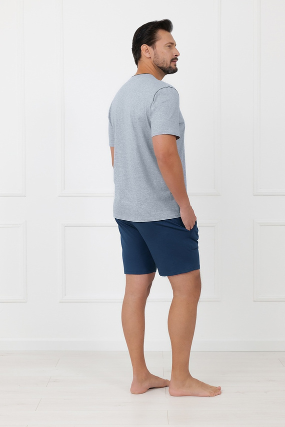 Herren-Pyjama Devon Italian Fashion aus Baumwolle, kurzärmelig, Melange