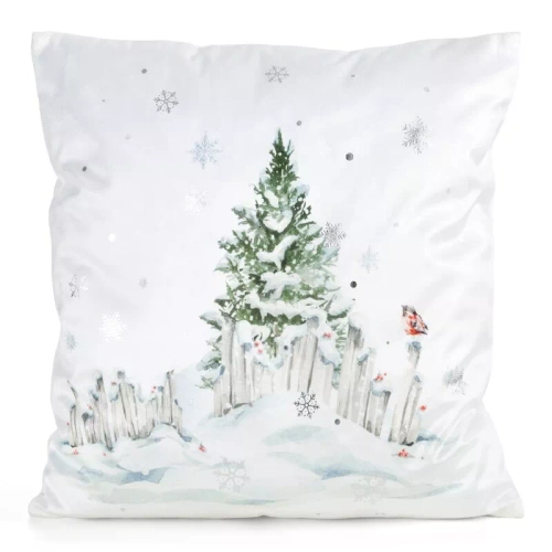 CHP349 Eurofirany Weihnachtskissenbezug 45x45 Samt mit Druck und Paspelierung