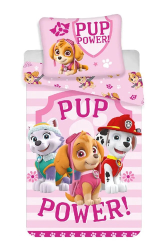 3317 Paw Patrol Kinder-Baumwollbettwäsche von Jerry Fabrics – rosa
