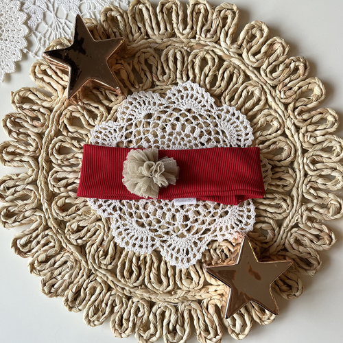 Mamatti Mädchen-Weihnachtsstirnband OK01 Frohe Weihnachten – Rotes, elegantes Stirnband für ein Mädchen