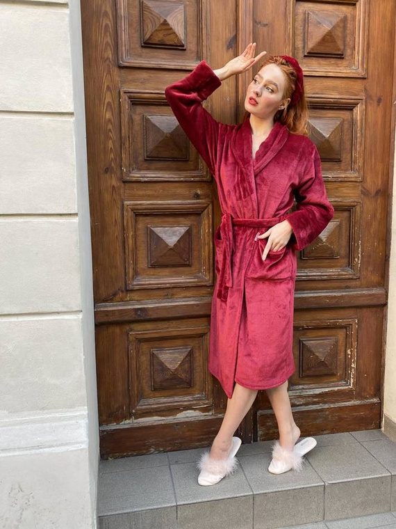 628 Abigail Long Forex Damen Bademantel - kastanienbraun