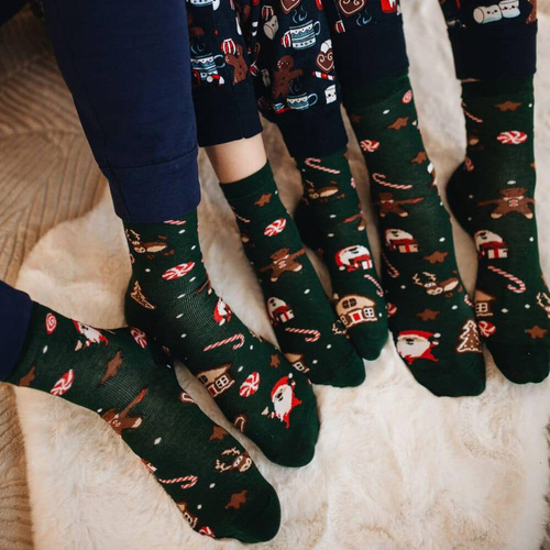 S136D Weihnachten Lange Socken Italienische Mode - grün/braun/rot