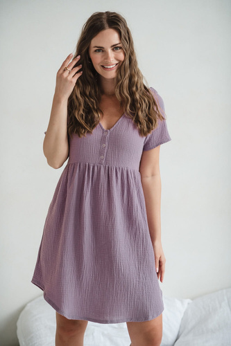 Aurora Musselin Umstands- und Stillnachthemd Milk&Love Lavendel