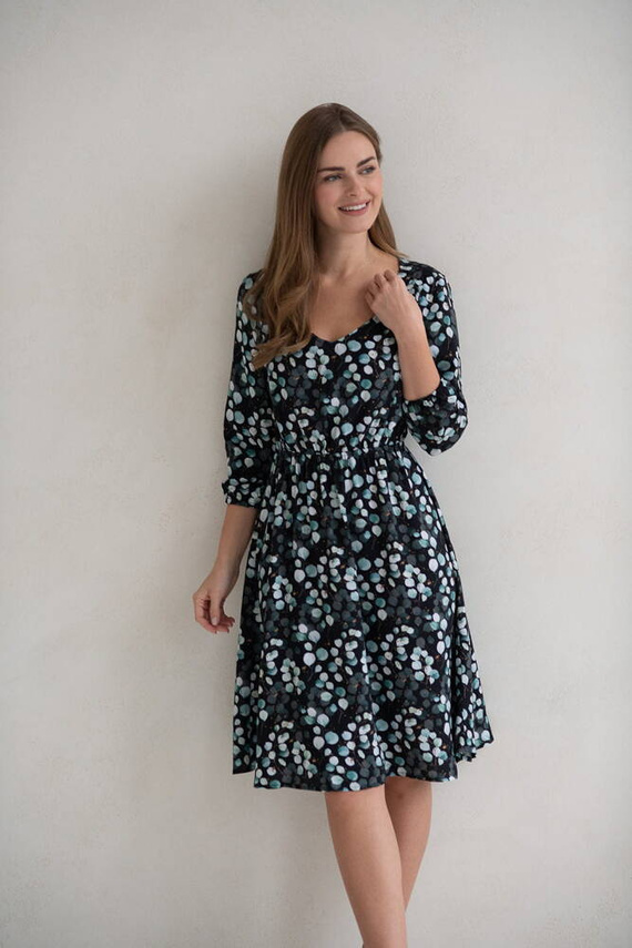 Lovely Dress Midi Umstands- und Stillkleid mit 3/4 Ärmeln Milk&Love mit Eukalyptusblättern