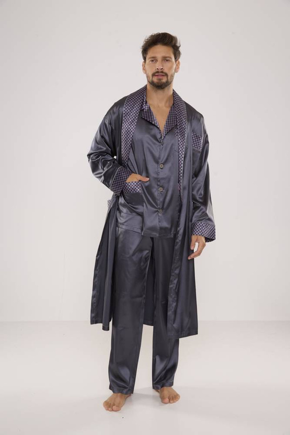 939 Pyjama für Männer aus grauem Satin