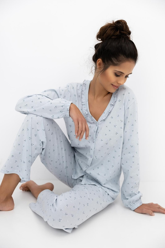 Lucille II Sensis Taubenpyjama für Damen – Baumwollpyjama mit Rüschen und Knöpfen