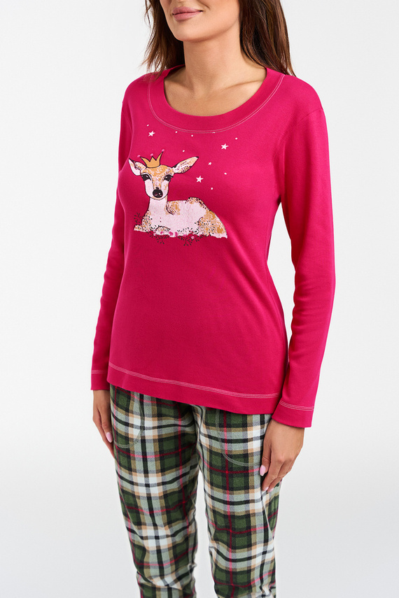 Zonda Damen Schlafanzug langarm und lange Hose Italian Fashion - amaranth/print