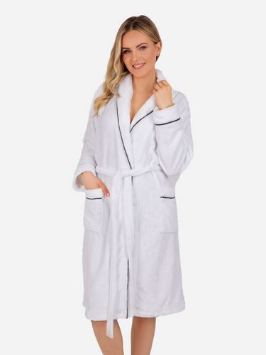 Rosa Damen-Fleece-Bademantel ByShelly – weiß