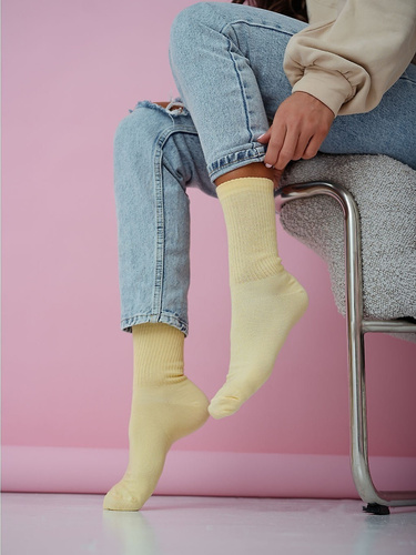 Damen Baumwollsocken Milena  1313-002– gerippt bequem für Alltag yellow