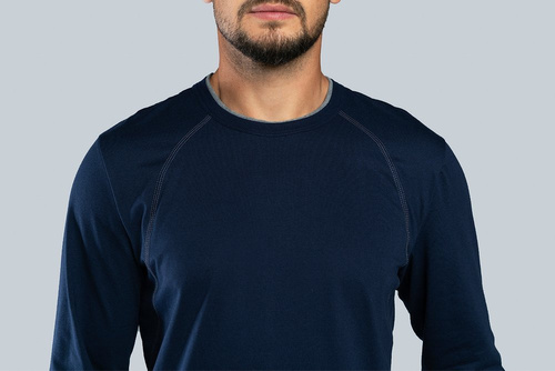 Niko Herren Schlafanzug langarm, lange Hose Italienische Mode - navy blau