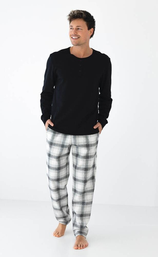 Charles Herrenpyjama Flannel Sensis - schwarz