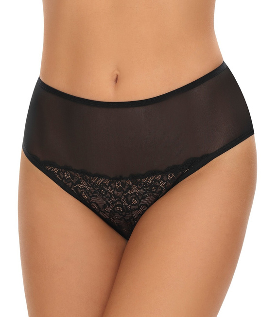 Damen-Slip Emili Sela aus Spitze und Netz mit breiten Seiten - schwarz