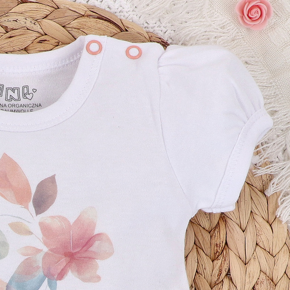 ABN-5422 Bunte Blumen Bio-Baumwollbluse Nini weiß