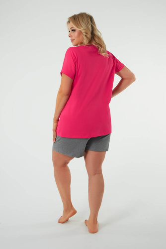 Selfie Damen Schlafanzug mit kurzen Ärmeln, Shorts Italian Fashion - amaranth/melange