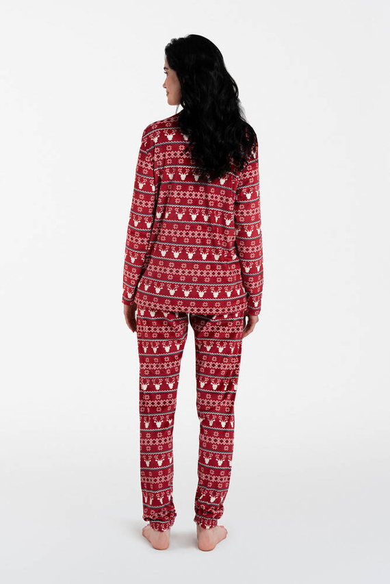 Island Fleece Damen Set Italienische Mode - burgunderfarbener Druck 