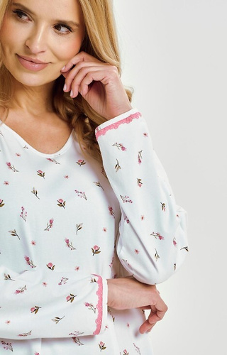 3433 Elodie Taro Damennachthemd, weiß – Baumwolle mit Blumen