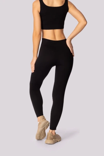 Gerippte Damenleggings Mona schwarz