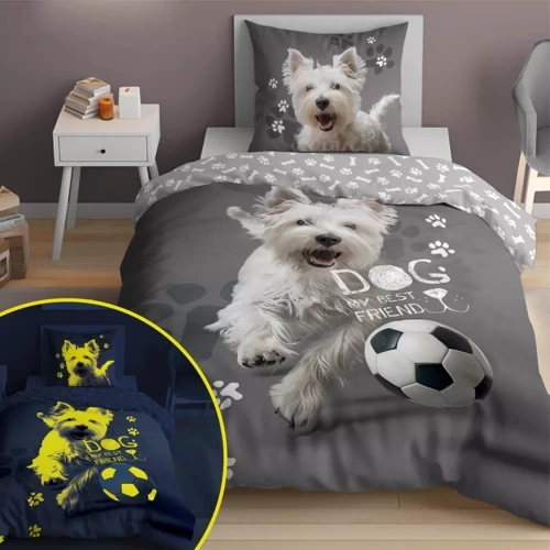 5205 A Fluo 40 Im Dunkeln leuchtende Baumwollbettwäsche Detexpol Hundeball