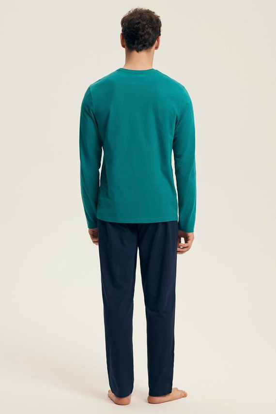 Core 43490 Vise Henderson Herren-Pyjama grün – Baumwolle, lange Ärmel, elegante Verpackung