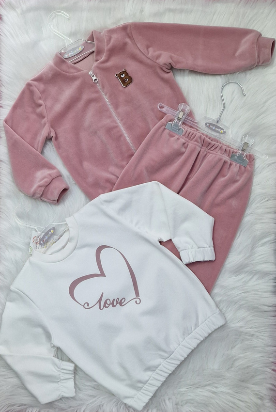 Ecrufarbenes Kinder-Sweatshirt „Love Heart Bambarillo“ – Sweatshirtstoff, Baumwolle mit Elasthan